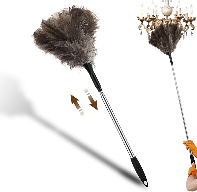 Ostrich Feather Duster, 18-48 Inch Extendable Feather Duster by Unknown