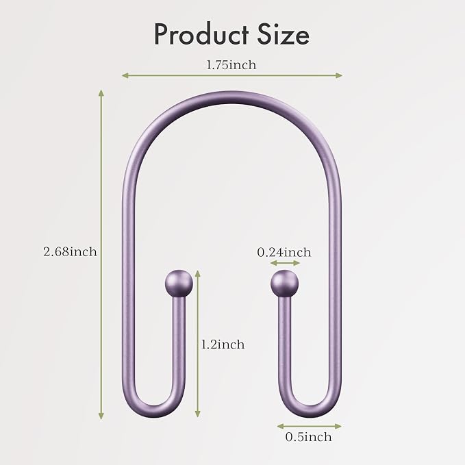 AmazerBath Shower Curtain Hooks, Sturdy Shower Curtain Rings Metal Shower Hooks - Image 8
