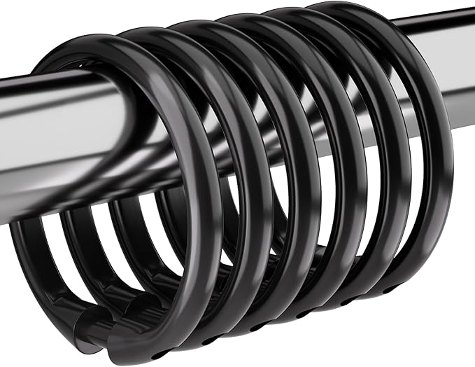 Amazer Black Shower Curtain Hooks Rings, O Shape Plastic Shower Curtain Hooks by Amazer