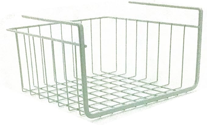 Modern Home Under Shelf Wire Storage Baskets – Hanging Organizer Rack for Cabinet, Pantry, or Closet – White Metal Basket for Kitchen, Towels, or Office – No Tools Required (11")
