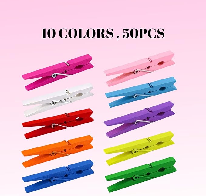 10 Colored Wooden Clothespins 50 PCS, 2.9 Inch Heavy Duty Clothes Pins | - Image 5