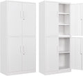 Letaya Metal Storage Cabinet with Lock Door, Adjustable Shelf Steel Cabinets for Office, Home,Pantry,Kitchen,Garage Utility Cabinet (4 Door-White)