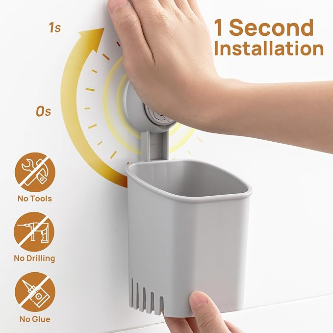 Powerful Suction Toothbrush Holder 2 Pack, Removable Drill-Free Wall Shower - Image 2