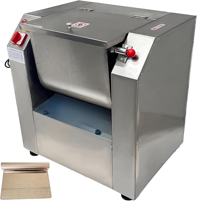 Dough Mixer 110V Commercial Food Mixer Stainless Steel Dough Kneading Machine 90 Degree Tilt Flour Mixing Machine 110lbs Kneading Capacity for Schools Restaurants