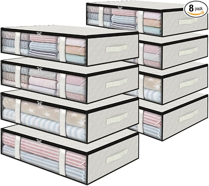 StorageRight Under Bed Storage Bags, 8 Pack, Comforters, Blankets and Seasonal by StorageRight