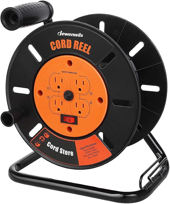 DEWENWILS Extension Cord Storage Reel, Hand Wind Retractable Open Cord Reel | by DEWENWILS