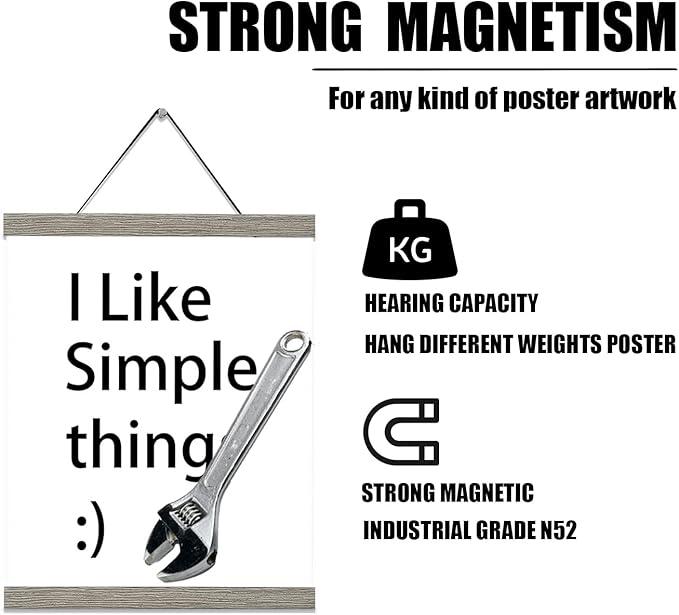 3 Pack Magnetic Poster Frame,16x20 16x24 16x16 Wood Magnet Frames Hangers for Photos, Pictures, Prints, Maps, Scrolls and Canvas Artwork Black (16", Gray)