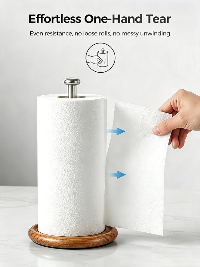VEHHE Wooden Paper Towel Holder Countertop - Image 3