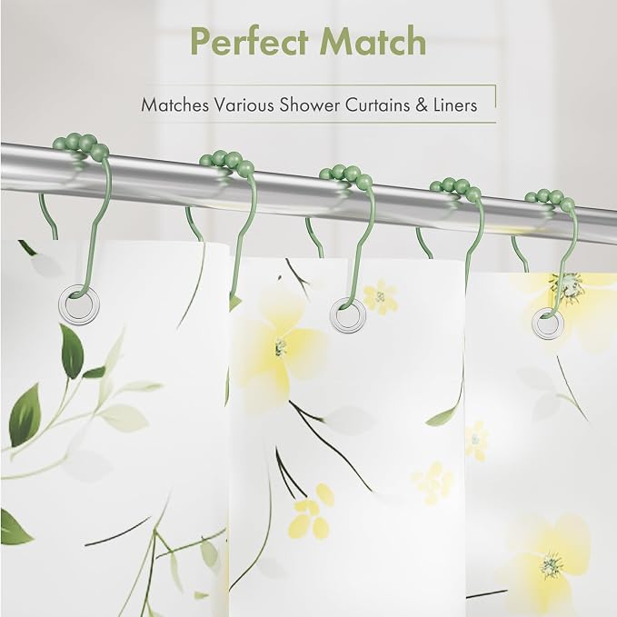 Shower Curtain Hooks, Decorative Shower Curtain Hooks, Sage Green Rustproof - Image 6