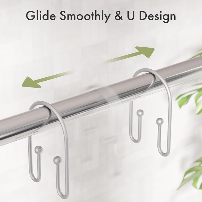 AmazerBath Shower Curtain Hooks, Space Sliver Shower Curtain Rings Rust Proof - Image 5