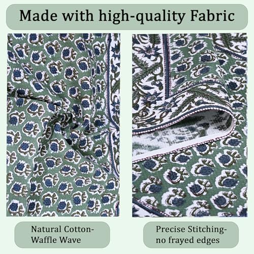 Ridhi Basil Green Hand Block Print 100% Cotton Kitchen Towels, 16x28 Inch - Image 2