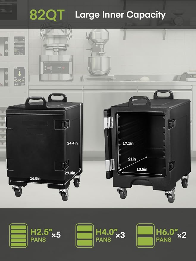 Catering Food Warmer, LLDPE Insulated Food Pan Carrier for Stackable, Handles, Hot Box Food Warmer for Party, Restaurant 2Pcs