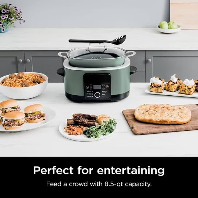 Ninja Foodi PossibleCooker PRO MC1000 8.5Qt Multicooker 8 in 1 Slow Cooker,Warmer, Glass Lid, Integrated Spoon, Nonstick (Green Sage)