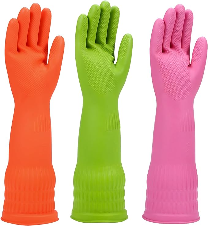 Rubber dishwashing gloves 3 or 6 Pairs by IUCGE