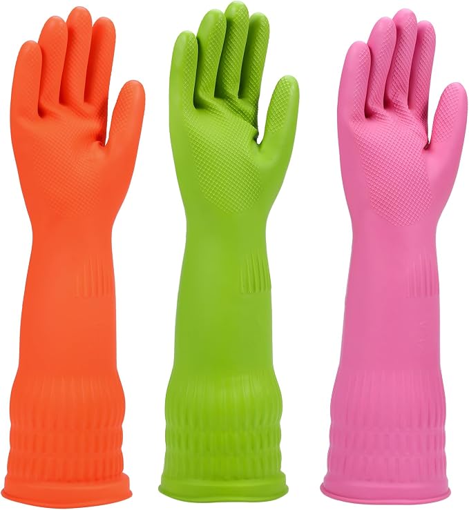 Rubber dishwashing gloves 3 or 6 Pairs by IUCGE