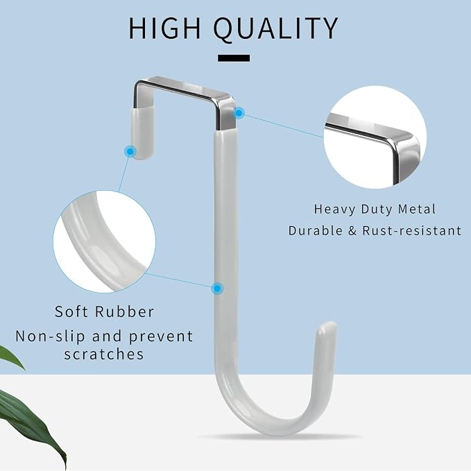 FYY Over the Door Hooks, Single-Hanger 4 Pack, Fits Doors 1 3/8" Silver | Heavy - Image 3
