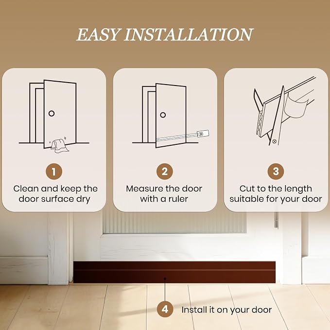 4 Pack Door Draft Stopper, Door Sweep - Image 9