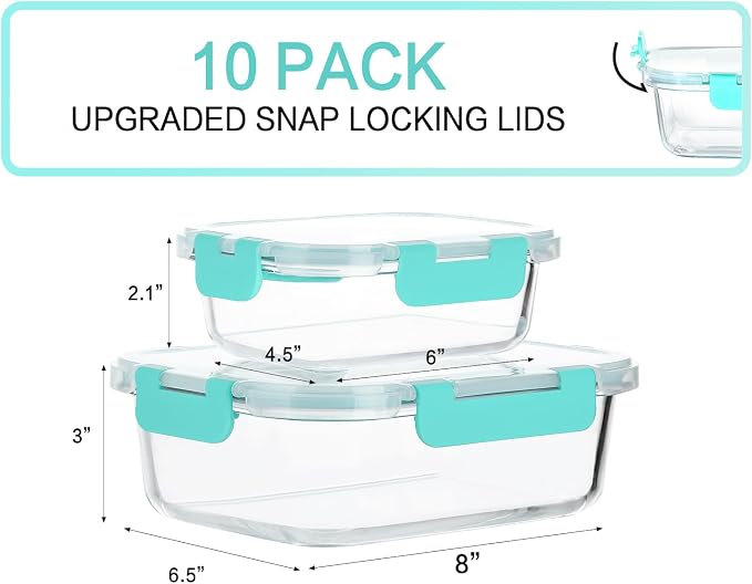 M MCIRCO 10 Pack Glass Food Storage Containers - Image 2