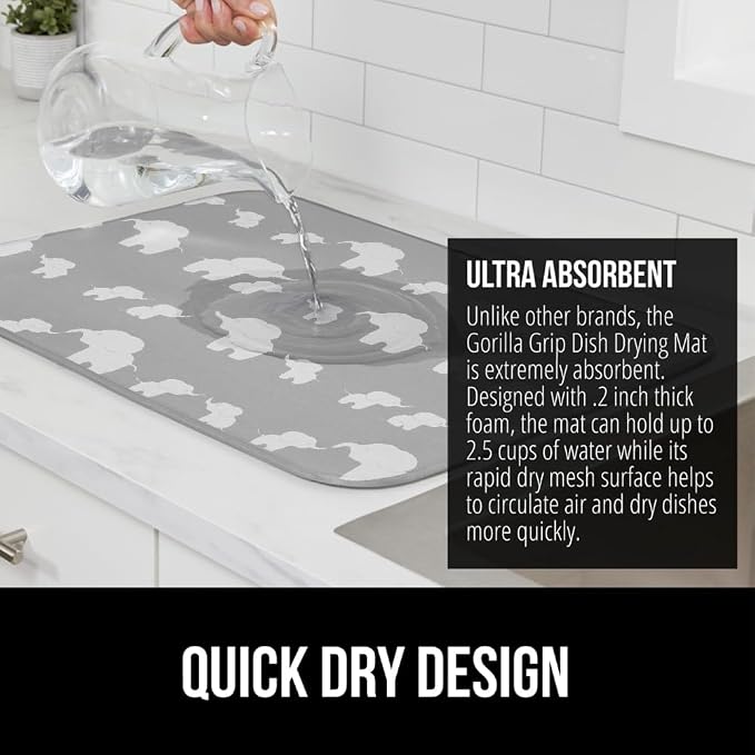 GORILLA GRIP Ultra Water Absorbent Microfiber Dish Drying Mat, 18x24 2 PK - Image 3