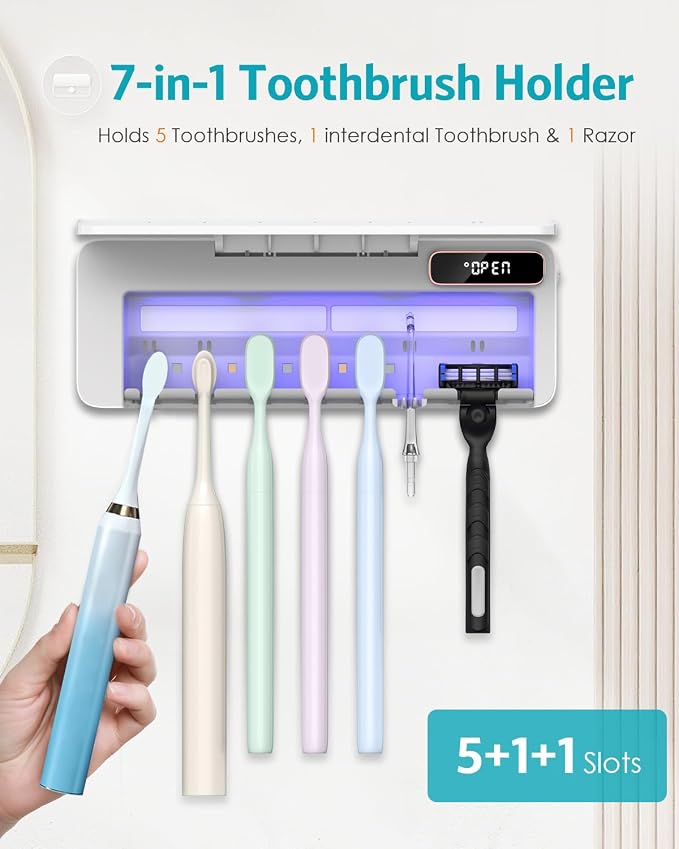 UV Toothbrush Cleaner Holder, Temracha Toothbrush Holders - Image 2
