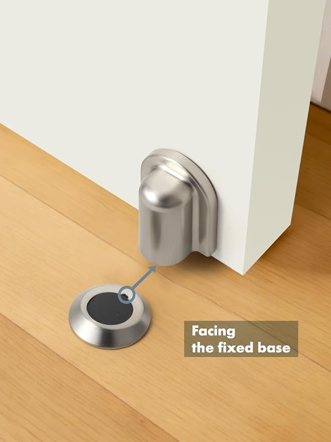 2 Pack Nickel Door Stopper Magnetic Door Cathc Brushed Nickel Floor Mounted - Image 4