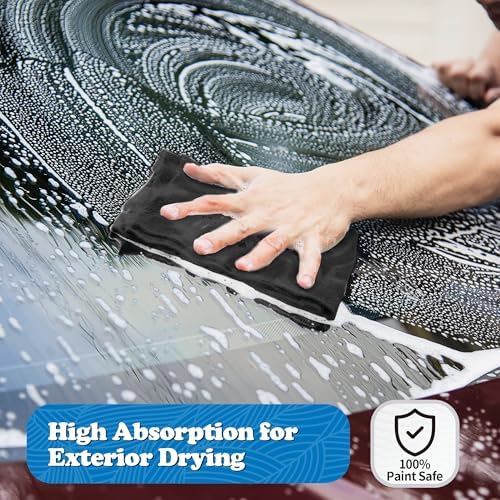 FIXSMITH Microfiber Cleaning Cloth, Shop Towels Bulk, 24 Pack Black Microfiber - Image 5