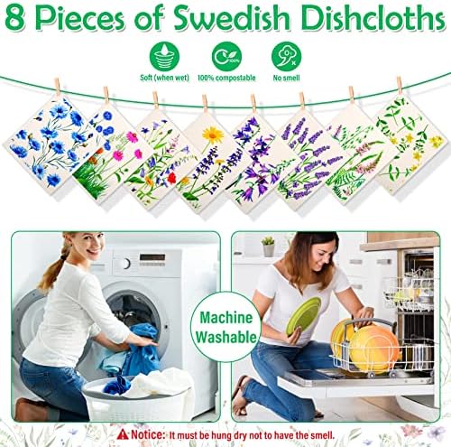 Lucomb Swedish Dish Cloths for Kitchen, 8 Pack Reusable Kitchen Dish Rags Quick - Image 4