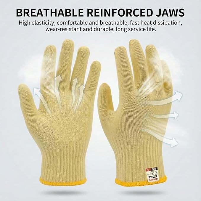 Aramid Heat Resistant, Cut Resistant Gloves,Heat Resistant Up To 550°F, Thick Knit Design, Grilling Gloves For Men & Women- Machine Washable(Aramid, Small)