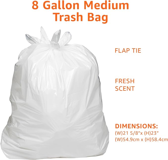 Amazon Basics 8 Gallon Flap Tie Trash Bags, Fresh Scent - Image 3