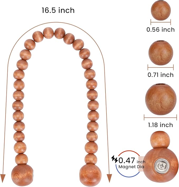 KLOGTSIND Magnetic Curtain Tiebacks, 6 Pack Wood Bead Curtain Holdbacks - Image 3