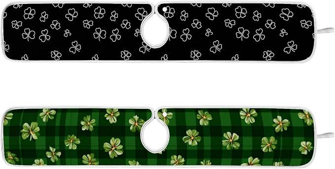 Green Checkered Tiny Clovers Line Sink Mat - Image 3