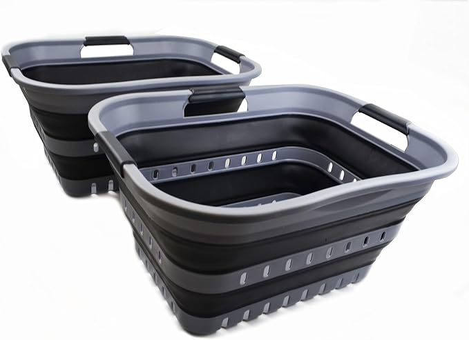 SAMMART Set of 2-30L Collapsible Plastic Laundry Basket by SAMMART