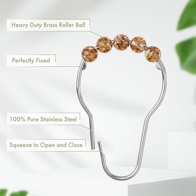 Shower Curtain Hooks, Decorative Shower Curtain Hooks, Amber Shower Curtain - Image 4