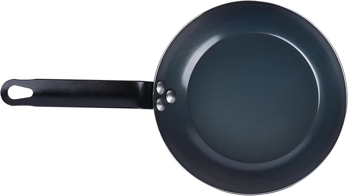 Restaurantware-Met Lux 8 Inch Fry Pan, 1 Lightweight Frying Pan - Induction-Ready, Triple-Riveted, Black Carbon Steel Cooking Skillet, Durable, For Searing, Sauteing, And Browning Food