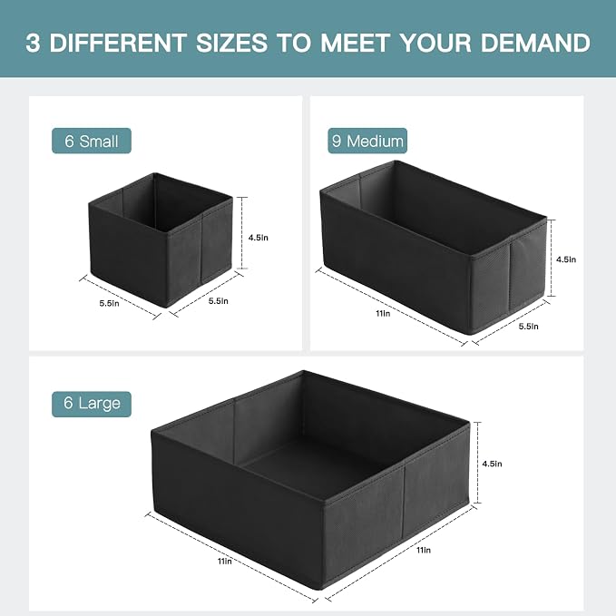 Drawer Organizer Clothes, 21 Pack Dresser Organizer - Image 2