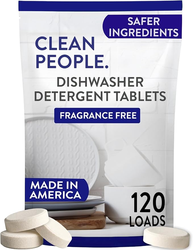 The Clean People Dishwasher Tablets - Cuts Grease & Rinses Sparkling Clean - Residue-Free - Phosphate Free Dishwashing Tablets (120 Count, Fragrance Free)