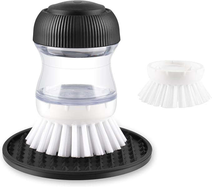 OYV Soap Dispensing Palm Brush Set | Includes Silicone Drip Tray, 1 Refill by OYV