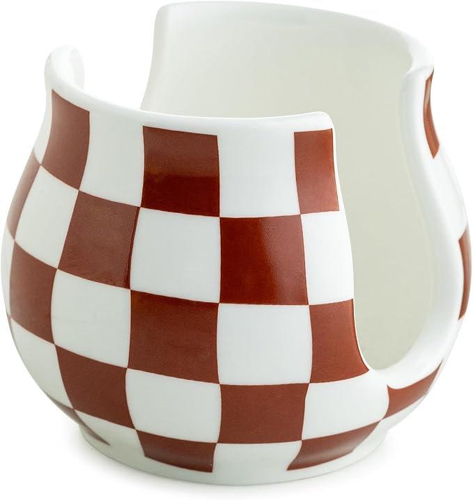 Zoeeker Sponge Holder for Kitchen Sink, Ceramic Checkered Dish Sponge Caddy by LAUCHUH