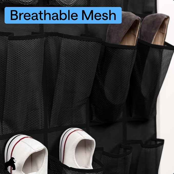 GORILLA GRIP Over the Door Shoe Organizer, 24 Extra Large Pockets, Space Saving - Image 5
