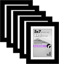 Americanflat 5x7 Picture Frame with Polished Plexiglass - Set of 5 - Use as 4x6 Frame with Mat or Display 5x7 Photo Without Mat - Galleria Collection - Picture Frames for Tabletop and Wall - Black