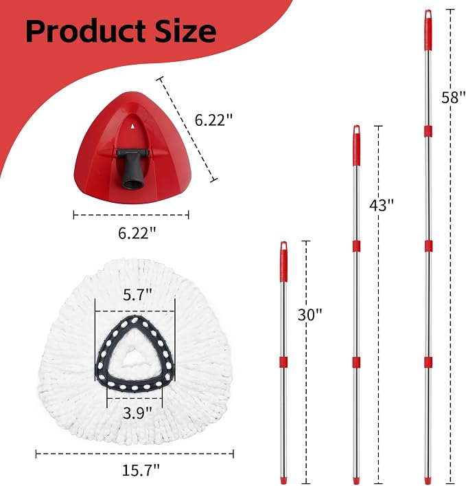 ANREKEYH Spin Mop Head, Handle Replacement - Image 4