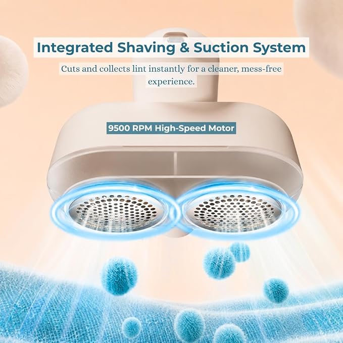 Fabric Shaver, Rechargeable Lint Remover, Pearl White | 2600mAh Powerful Battery - Image 6