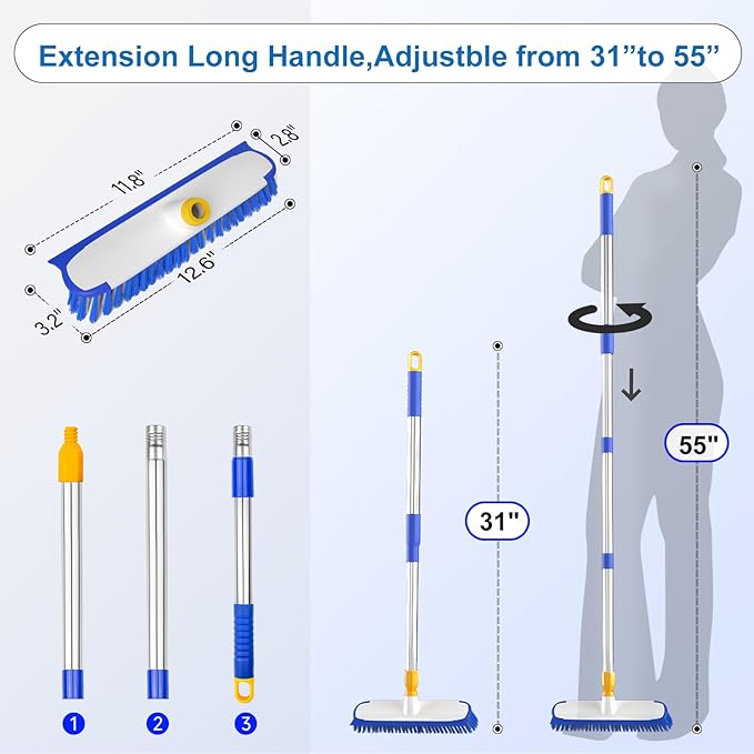 ITTAR 55" Extendable Floor Scrub Brush, Restaurant, Patio & Garage Cleaning - Image 5
