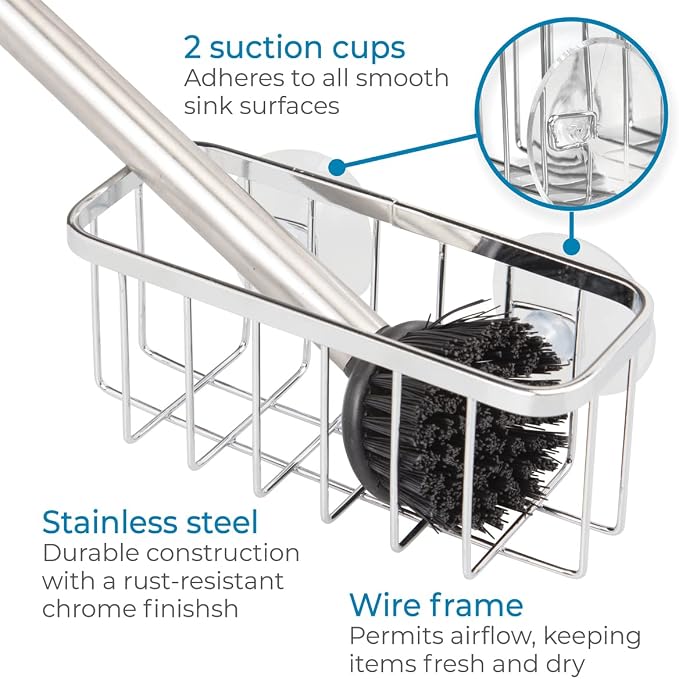 iDesign Stainless Steel Suction Sponge Holder - Image 3