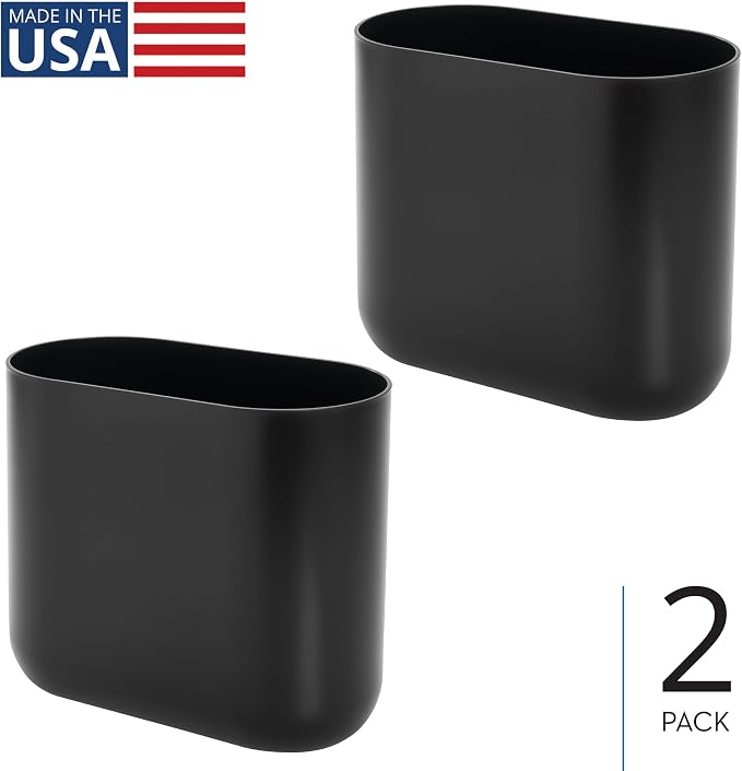iDesign Small Slim Plastic Bathroom Trash Can - Image 2