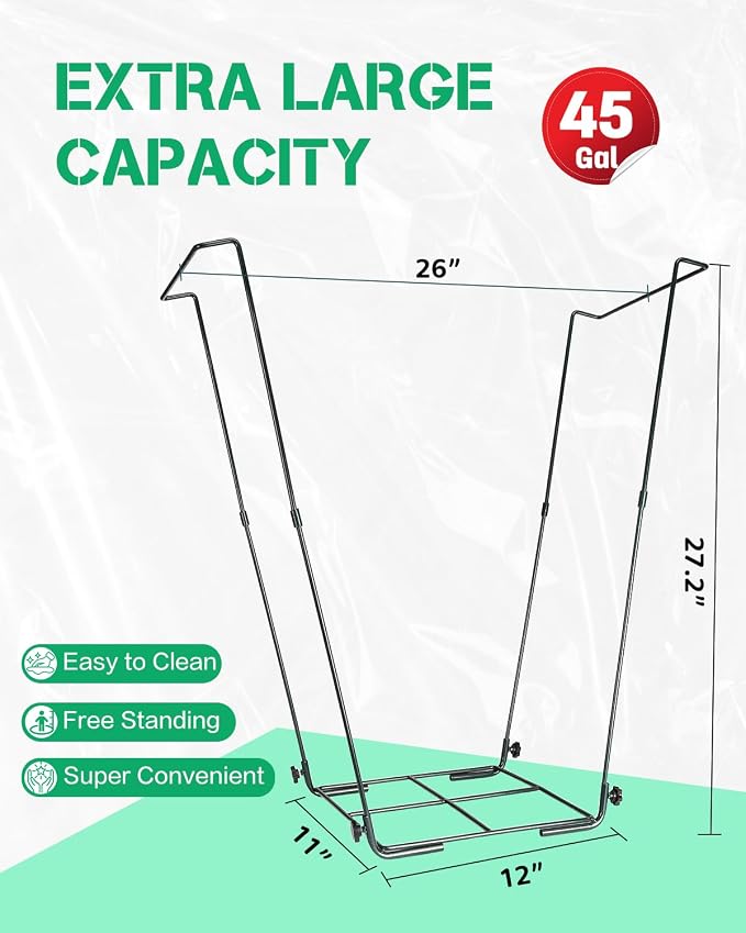 2 Pack Heavy Duty Metal Trash Bag Holder Stand - Image 7