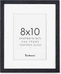 Fun Memories 8x10 Black Picture Frame, Natural Oak Wood 8 x 10 Photo Frames, 8 by 10 Frames Real Glass, 8x10 Picture Frame with Mat for 5x7, Rustic Black Wood Frame 8"x10", 1 Pack