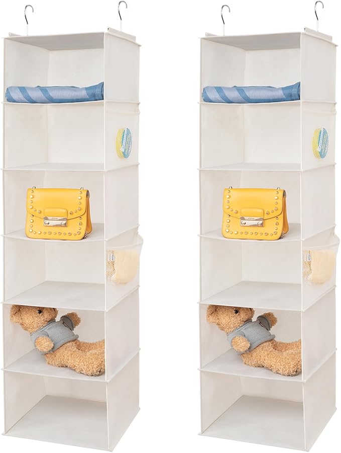 6 Shelves Hanging Closet Organizer, 2 Pack Hanging Storage by BrilliantJo