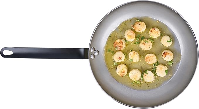 Restaurantware Fry Pan 6 Pack of 11 Inches Carbon Steel Non-Stick Searing Pan With Ergonomic Handle Silver For Sauteing and Omelets