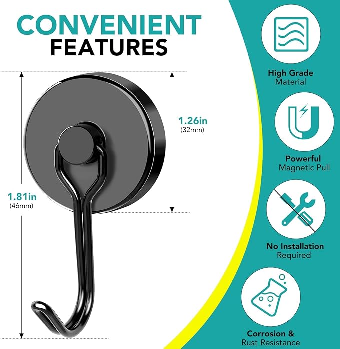 DIYMAG Magnetic Hooks, 120LBS Heavy Duty 32 Pack 2026 Cruise Ship Essentials - Image 2